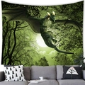 Detail showing high-quality brushed fabric texture and vivid fantasy dragon print on tapestry - 森林绿龙(9)