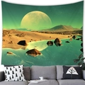 Sci-fi alien planet tapestry with surreal landscape hanging above a modern sofa - 14 / 100X70