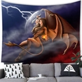 Detail of wall tapestry featuring a winged demon female in a fantasy apocalyptic scene - 7 / 100x70(Peach Skin)