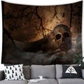 Gothic skull tapestry with full moon and dead trees displayed over a modern sofa - Realistic Skull (4) / 150x100(Peach Skin)