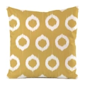 Mustard yellow Ikat circle textured faux silk decorative square throw pillow cover - Square
