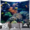 Detail of vibrant deep sea coral reef tapestry hanging as a living room backdrop - 150x100 / Peach Skin / 珊瑚鱼群(6)