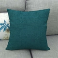 Solid teal square linen pillowcase with textured weave on a gray fabric sofa - 45x45cm / Teal