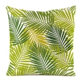 Square cushion cover with tropical green palm leaf print on a clean white background - All-over Green Palm Leaves Style (2)