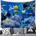 Deep sea world tapestry with colorful coral reefs and tropical fish for home wall decor - 100X70 / Peach Skin / 绚丽珊瑚群(11)