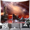 Alien city spaceship wall tapestry with futuristic scifi skyline for room decor - Peach Skin / 100x70cm / Sci-Fi Futuristic City Brilliant Nebula (Pattern 14)