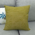 Mustard yellow square pillow cover with textured linen fabric on a grey sofa - 45x45cm / Yellow