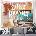 Retro Havana Cuba classic car tapestry made of soft peach skin fabric for wall decor - Cuba Havana Style (15) / 100x70cm (Peach Skin)