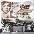 Vintage American car and Monroe portrait wall tapestry for retro living room decor - Marilyn Monroe Pop Art Style (8) / 100x70cm (Peach Skin)
