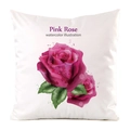 Dettaglio della stampa a acquerello rosa rosa sulla federa in raso bianco - Stile Acquerello Rosa Rosa (3) / 45x45 cm