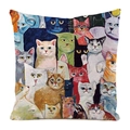 Nahaufnahme der farbenfrohen Katzen-Kissenhülle mit künstlerischen Ölmalerei-Mustern - Ölgemälde-Stil Katzen (4) / 45x45cm