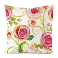 Nahaufnahme eleganter Rosenmuster und grüner Rankendetails auf dem quadratischen Kissenbezug - Romantischer Pastoraler Rosa Rose Stil (4684752533659)