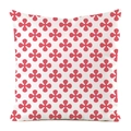 Détail de la housse de coussin blanche avec motifs géométriques floraux rouges à quatre pétales - Style Imprimé Rouge (6) / Carré
