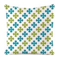 Détail d'une housse de coussin carrée en soie synthétique avec motifs de trèfle - Style Géométrique Bleu-Vert (5) / Carré