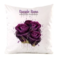 Fodera per cuscino bianca con stampa floreale di rose viola ad acquerello - Stile Acquerello Rosa Viola (1) / 45x45 cm