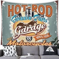 Arazzo vintage da parete con moto americana e grafica Hot Rod sopra il divano - Stile Parti di Motociclo (4) / 150x100(Pelle di Pesca)