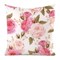 Square pillowcase made of silk-like fabric with vibrant tropical rose floral patterns - Multi-color Romantic Rose Style (12)