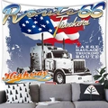 Arazzo vintage Route 66 con camion e mappa USA per decorazione murale di casa - Stile Segnale Stradale Camion (1) / 150x100(Pelle di Pesca)