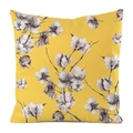 Faux silk pillow cover featuring tropical cotton ball floral pattern on yellow background - Yellow Background Fresh Cotton Style (13)
