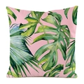 Kissenbezug in Rosa mit tropischem Monstera- und Palmenblatt-Print für Heimdekoration - Pink Basis Tropische Blätter Stil (13)