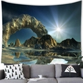 Surreal landscape tapestry with arch mountains and starry sky above a grey sofa - 150x150 / Arch Night Sky Landscape (1)