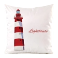 Lighthouse nautical pillow case with watercolor print on premium faux silk fabric - Lighthouse Text Style (3)