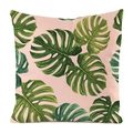 Deko-Kissenbezug in Rosa mit realistischen grünen Monstera-Blattmustern auf weißem Hintergrund - Hellrosa Basis Realistischer Monstera Stil (14)