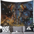 Detailed view of bohemian mandala elephant tapestry on wall above grey sofa - Mandala Starry Background Elephant (19) / 100x70cm