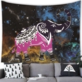 Mandala elephant tapestry with starry nebula background hanging over a modern sofa - Gorgeous Galaxy Elephant (17) / 100x70cm