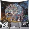 Detail of bohemian mandala elephant tapestry with starry nebula print on fabric - Gorgeous Starry Elephant (14) / 100x70cm