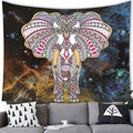 Detailed view of bohemian mandala elephant tapestry with galaxy nebula background - Artistic Hand-painted Elephant (12) / 100x70cm