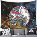 Detailed view of bohemian mandala elephant tapestry with galaxy stars on living room wall - Dreamy Galaxy Elephant (11) / 100x70cm