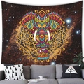 Détail d'une tapisserie éléphant mandala coloré avec un fond de galaxie étoilée - Éléphant à Défenses Peintes(7)
