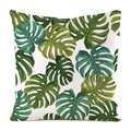 Quadratischer Kissenbezug mit grünem Monstera-Blattmuster auf weißem Canvas-Stoff - Gelb-grün Abwechselnde Monstera Stil (15)