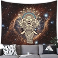Detailed pattern of ethnic elephant mandala and nebula tapestry over a living room sofa - 150x100(Peach Skin) / Starry Galaxy Elephant(4)