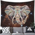 Vue détaillée d'une tapisserie mandala éléphant bohème au-dessus d'un canapé - Croquis d'Éléphant Tribal(3)