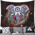 Detail of bohemian mandala elephant tapestry hanging above a grey sofa in a living room - 150x100(Peach Skin) / Painted Elephant(2)