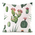 Detailed view of watercolor cactus patterns on a square white cushion cover - Cactus Art Print (7)