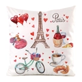 Détail de la housse de coussin Paris avec Tour Eiffel aquarelle et ballons colorés - Style Paris Tour Eiffel / 45x45 cm