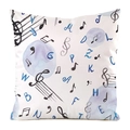 Gros plan de notes de musique et ballons colorés sur housse de coussin en soie artificielle - Style de Symbole Musical / 45x45 cm