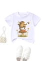 T-shirt blanc enfant avec grenouille kung fu sur champignon et sac à main en perles - Blanc / 90cm