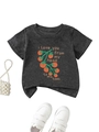 Flachbild eines grauen Baumwoll-T-Shirts mit Tomatenprint und weißen Klettschuh - 90cm / Dunkelgrau