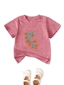 Detail of pink cotton T-shirt with tomato print and white bow shoes for children - 90cm / Peach