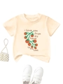 Close-up of kids beige t-shirt with tomato print and I love you text with shoes - 90cm / Apricot
