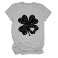 Detail of grey crewneck T-shirt featuring a textured clover and heart graphic print - Light Grey (Black Text)