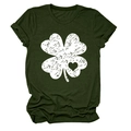 Macro shot of a dark green t-shirt featuring a white distressed four-leaf clover heart - Army Green (White Text)