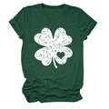 Close-up of forest green t-shirt with vintage clover heart print and rolled cuffs - Retro Green (White Text)