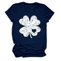 Detail of navy blue t-shirt featuring a white distressed clover and heart graphic - Navy Blue (White Text)