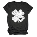 Detailed flat lay of a charcoal grey crew neck t-shirt with a vintage white clover print - Heather Charcoal (White Text)