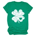 Detail of green round neck T-shirt featuring a distressed white clover heart graphic - Ink Green (White Text)